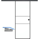 SOLIDO Glasschiebet�r Set Industry 2, Beschl�ge/Muschelgriff schwarz, 820x2100