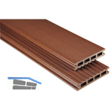 KOVALEX WPC Terrassendiele Hohlkammerprofil braun mattiert, 26x145x6000mm