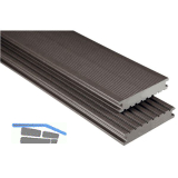 KOVALEX WPC Terrassendiele Vollprofil graubraun mattiert, 26x145x6000mm