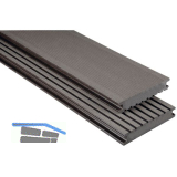 KOVALEX WPC Terrassendiele Vollprofil graubraun geb�rstet, 26x145x6000mm