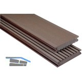 KOVALEX WPC Terrassendiele Vollprofil schokobraun geb�rstet, 26x145x5000mm