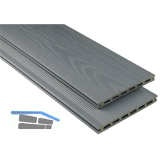 KOVALEX WPC Terrassendiele Hohlkammerprofil steingrau mattiert, 20x190x5000mm