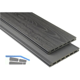 KOVALEX WPC Terrassendiele Hohlkammerprofil graubraun mattiert, 20x190x6000mm