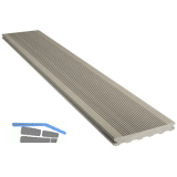 SILVADEC Terrassendiele Elegance gerillt Hellgrau, 23x138x4000mm