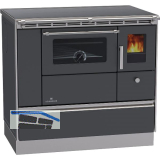 LOHBERGER Festbrennstoffherd Rega 90, Schwarzgrau matt