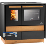 LOHBERGER Festbrennstoffherd Alpin 90 Stand, Schwarz matt