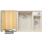 BLANCO Einbausp�le Axia III 6 S mit Esche Schneidbrett TT links Softwei�