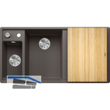 BLANCO Einbausp�le Axia III 6 S mit Esche Schneidbrett TT rechts Vulkangrau