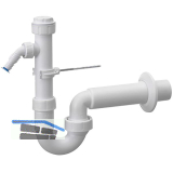 HAAS Kugelgelenk-Siphon mit verschlie�barem Ablaufanschluss und Ger�teanschluss