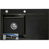 SYSTEMCERAM Einbausp�le Stema 80 Excenter 800 x 510 mm Tropfteil rechts, Nero