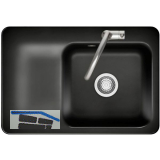 SYSTEMCERAM Einbausp�le Juna 75, 750 x 510 mm Tt. links, Nero