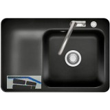 SYSTEMCERAM Einbausp�le Juna 75 Excenter, 750 x 510 mm Tt. links, Nero