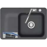 SYSTEMCERAM Einbausp�le Juna 75 Excenter, 750 x 510 mm Tt. links, Schiefer