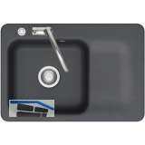 SYSTEMCERAM Einbausp�le Juna 75 Excenter, 750 x 510 mm Tt. rechts, Schiefer