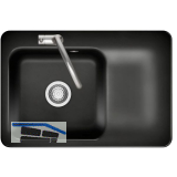 SYSTEMCERAM fl�chenb�ndige Sp�le Juna 75 F, 726 x 486 mm Tt. rechts, Nero