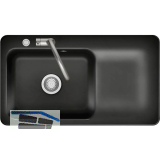 SYSTEMCERAM fl�chenb�ndige Sp�le Juna 90 F Excenter Tt. rechts, Nero