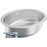 KWC 2D-Waschtisch Rondo 450-O, Edelstahl Seidenmatt, 510 x 390