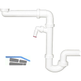 Raumspar-Siphon HL126SR DN40x6/4" + DN50 mit Kugelgelenk, Waschger�te-Anschluss