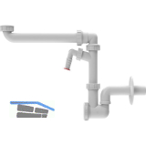 SOLIDO 5/4" x 32 mm Raumspar-M�belsiphon HL137N-WM mit Waschmaschinenanschluss